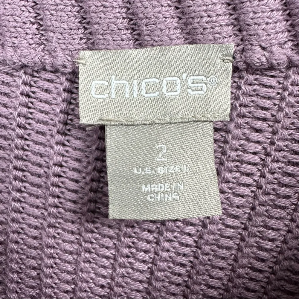 Chico's Violet Ombre Mock-Neck Ribbed Soft Pullover Sweater, size 2